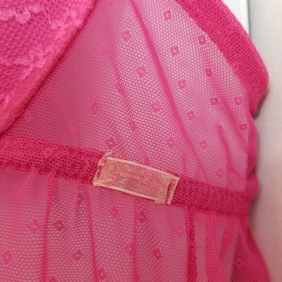 Jessica Simpson Babydoll Pink Mesh & Lace Racerback Nightie Size Medium - Picture 9 of 13